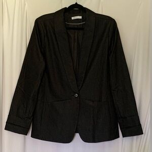Reitmans Blazer Tuxedo Collar Single Button Fully Lined Pockets Size 17 Black